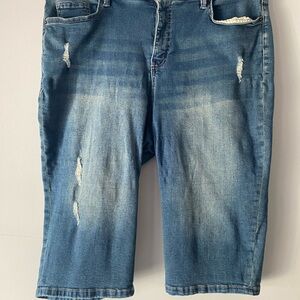 Royalty For Me Blue Distressed Denim Jean Shorts